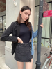 Women's Denim Patchwork Blazer, Loose Fit Notched Collar Long Sleeve Single-Breasted Jacket with Pockets