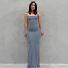 Women's Solid Color Maxi Slip Dress, Sleeveless Backless Slim Fit with Spaghetti Straps