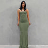 Women's Solid Color Maxi Slip Dress, Sleeveless Backless Slim Fit with Spaghetti Straps