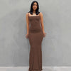 Women's Solid Color Maxi Slip Dress, Sleeveless Backless Slim Fit with Spaghetti Straps