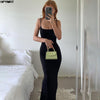 Women's Solid Color Maxi Slip Dress, Sleeveless Backless Slim Fit with Spaghetti Straps