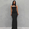 Women's Solid Color Maxi Slip Dress, Sleeveless Backless Slim Fit with Spaghetti Straps