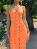 Women's Floral Print Maxi Dress, Spaghetti Strap Sleeveless Backless Slim Fit