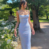 Women's Floral Print Maxi Dress, Spaghetti Strap Sleeveless Backless Slim Fit
