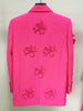 HIGH STREET Newest Designer Jacket Women's Stereoscopic Flowers Appliques Double Breasted Long Blazer