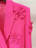 HIGH STREET Newest Designer Jacket Women's Stereoscopic Flowers Appliques Double Breasted Long Blazer