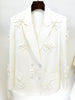 HIGH STREET Newest Designer Jacket Women's Stereoscopic Flowers Appliques Double Breasted Long Blazer