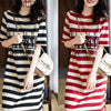 Striped Midi Dress Summer Casual Women's Knit