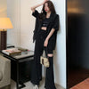 Women's Oversized Short-Sleeve Blazer with Pockets in Black or White