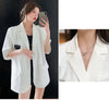 Women's Oversized Short-Sleeve Blazer with Pockets in Black or White