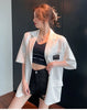 Women's Oversized Short-Sleeve Blazer with Pockets in Black or White