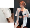 Women's Oversized Short-Sleeve Blazer with Pockets in Black or White