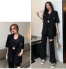 Women's Oversized Short-Sleeve Blazer with Pockets in Black or White