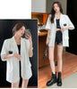 Women's Oversized Short-Sleeve Blazer with Pockets in Black or White