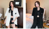 Women's Oversized Short-Sleeve Blazer with Pockets in Black or White