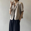 Women's Short-Sleeve Single-Breasted Blazer in Four Neutral Colors