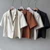 Women's Short-Sleeve Single-Breasted Blazer in Four Neutral Colors