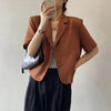 Women's Short-Sleeve Single-Breasted Blazer in Four Neutral Colors