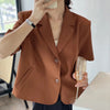 Women's Short-Sleeve Single-Breasted Blazer in Four Neutral Colors