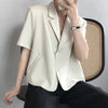 Women's Short-Sleeve Single-Breasted Blazer in Four Neutral Colors