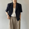 Women's Short-Sleeve Single-Breasted Blazer in Four Neutral Colors