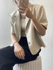 Women's Short-Sleeve Single-Breasted Blazer in Four Neutral Colors