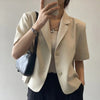Women's Short-Sleeve Single-Breasted Blazer in Four Neutral Colors