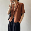 Women's Short-Sleeve Single-Breasted Blazer in Four Neutral Colors