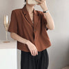 Women's Short-Sleeve Single-Breasted Blazer in Four Neutral Colors