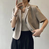 Women's Short-Sleeve Single-Breasted Blazer in Four Neutral Colors