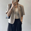 Women's Short-Sleeve Single-Breasted Blazer in Four Neutral Colors