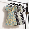 Women Mini Dresses Summer Female Vestidos Print Floral Chiffon Dresses Shirring Pleated Short Puffy Sleeve Casual Dress