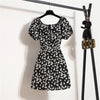 Women Mini Dresses Summer Female Vestidos Print Floral Chiffon Dresses Shirring Pleated Short Puffy Sleeve Casual Dress