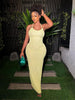 Solid Ruched Spaghetti Strap Bandage Maxi Dress Women Casual Sleeveless Backless Bodycon Ladies Party Streetwear Dresses