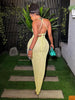 Solid Ruched Spaghetti Strap Bandage Maxi Dress Women Casual Sleeveless Backless Bodycon Ladies Party Streetwear Dresses