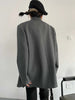 Women's Belted Blazer with a Split Hem Available in Gray or Black