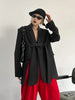 Women's Belted Blazer with a Split Hem Available in Gray or Black