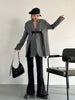 Women's Belted Blazer with a Split Hem Available in Gray or Black