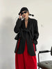 Women's Belted Blazer with a Split Hem Available in Gray or Black