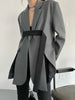 Women's Belted Blazer with a Split Hem Available in Gray or Black