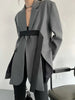 Women's Belted Blazer with a Split Hem Available in Gray or Black