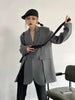 Women's Belted Blazer with a Split Hem Available in Gray or Black