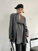 Women's Belted Blazer with a Split Hem Available in Gray or Black