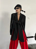 Women's Belted Blazer with a Split Hem Available in Gray or Black