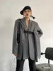 Women's Belted Blazer with a Split Hem Available in Gray or Black