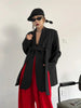 Women's Belted Blazer with a Split Hem Available in Gray or Black