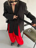 Women's Belted Blazer with a Split Hem Available in Gray or Black