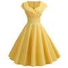 Pink Summer Dress Women V Neck Vintage Robe Elegant Retro pin up Party Office Midi Dresses