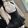 Two Piece Sexy Chic Halter Female Dresses Basic Polo Neck Button Shirt Slim Simple A-line XS-L Women Dress