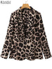 Women's Oversized Leopard-Print Blazer with Notched Lapels